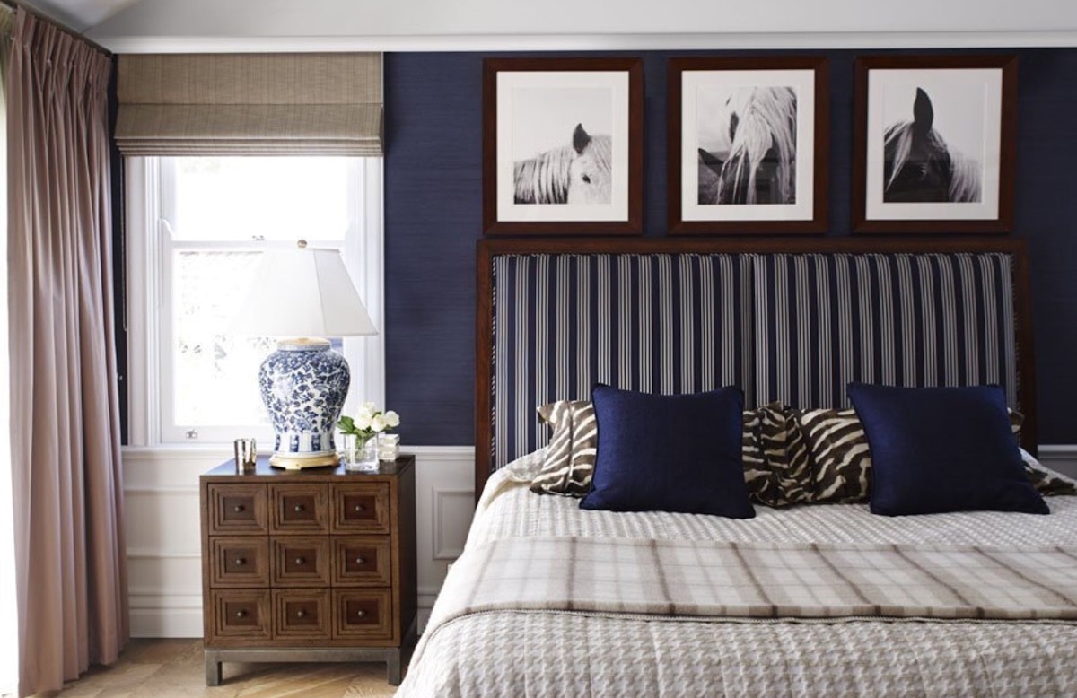 Popular Bedroom Colour Schemes | Navy and Brown Bedroom Idea | Discover the Luxurist at LuxDeco.com