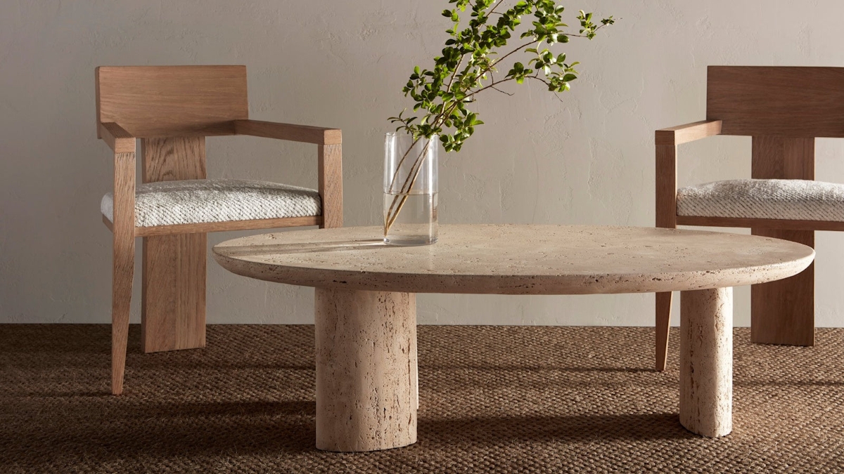 Luxury wooden Travertine chairs and side table