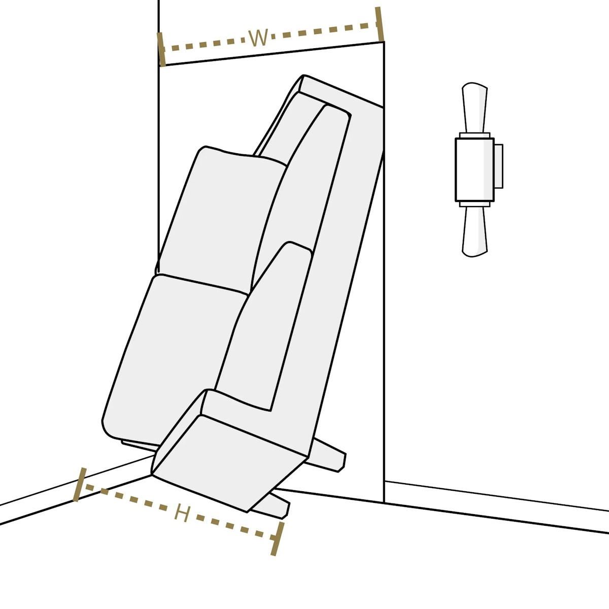 An illustration demonstrating getting a sofa safely through a door