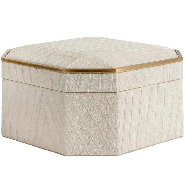 Luxury cream trinket box with brass trim