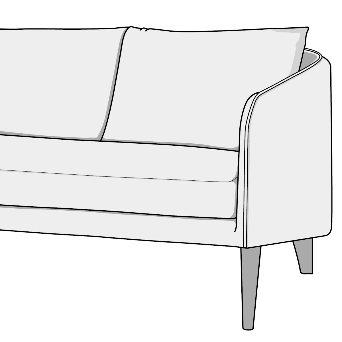 Illustration of bench seat sofa cushion style