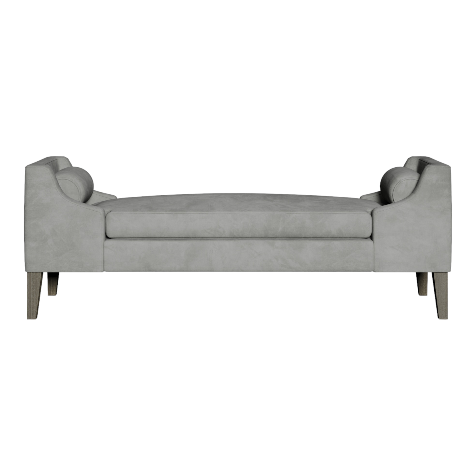 LD by LuxDeco Ruskin Bench in light grey velvet and cuban oak legs