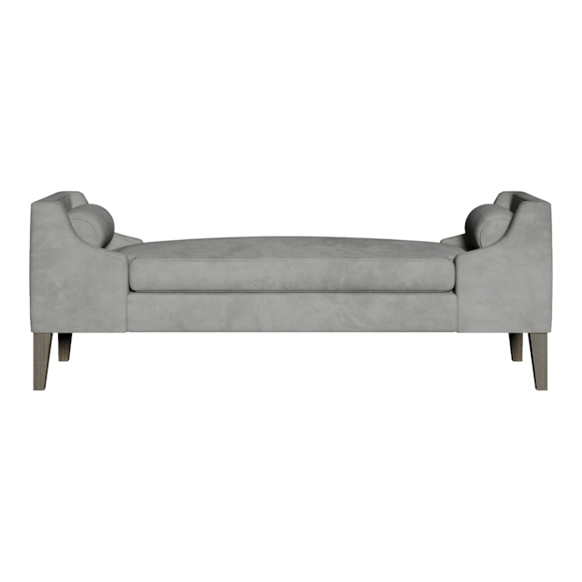 LD by LuxDeco Ruskin Bench in light grey velvet and cuban oak legs
