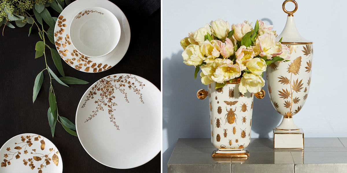 Luxury home accessories styled on a side table