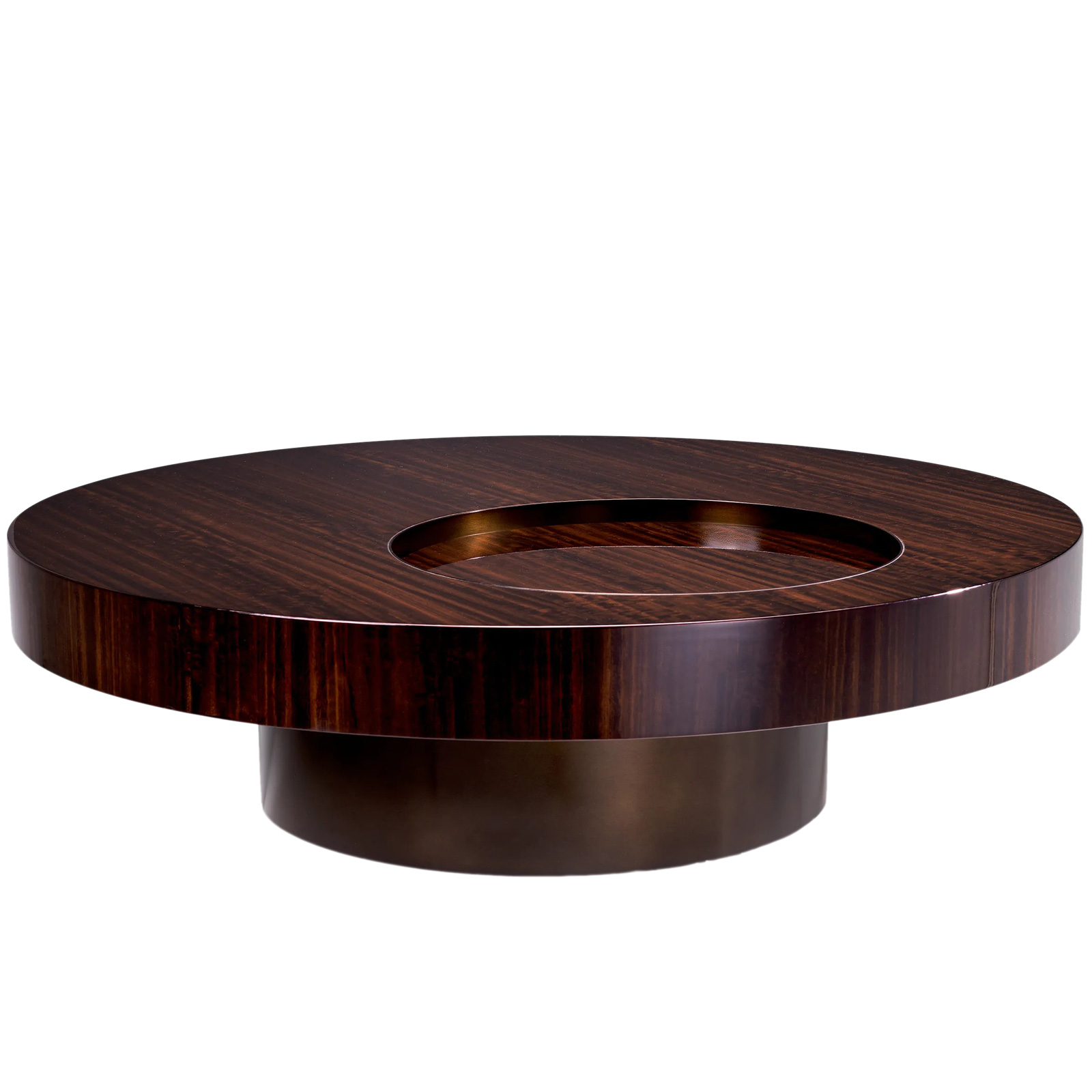 Eichholtz Otus round coffee table, Eucalyptus High Gloss Veneer, Bronze