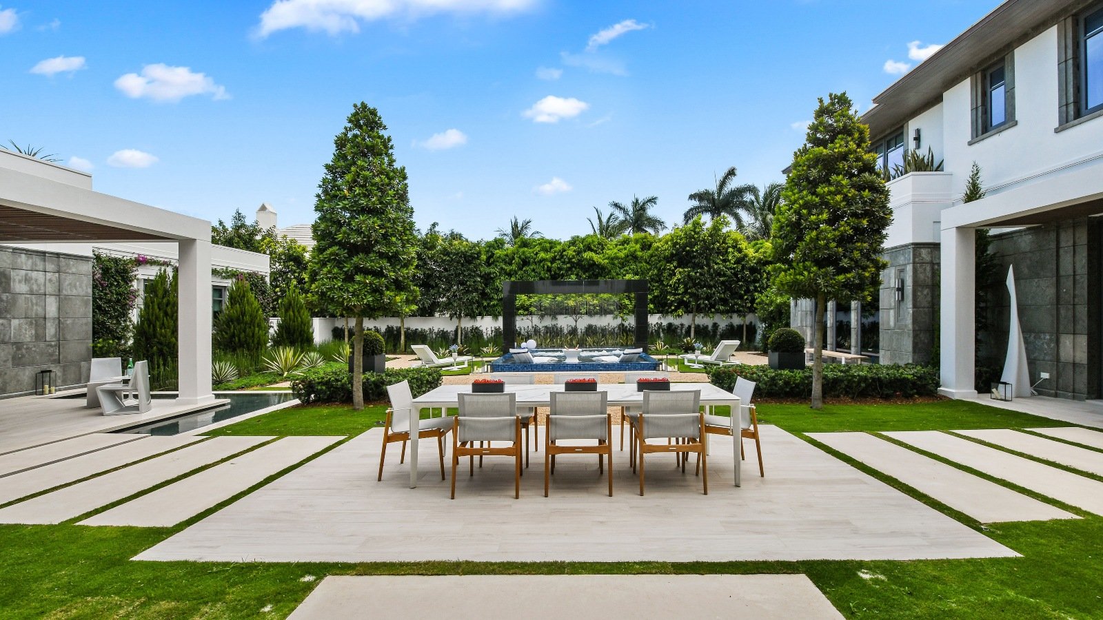 Elegant outdoor table and chairs in garden setting