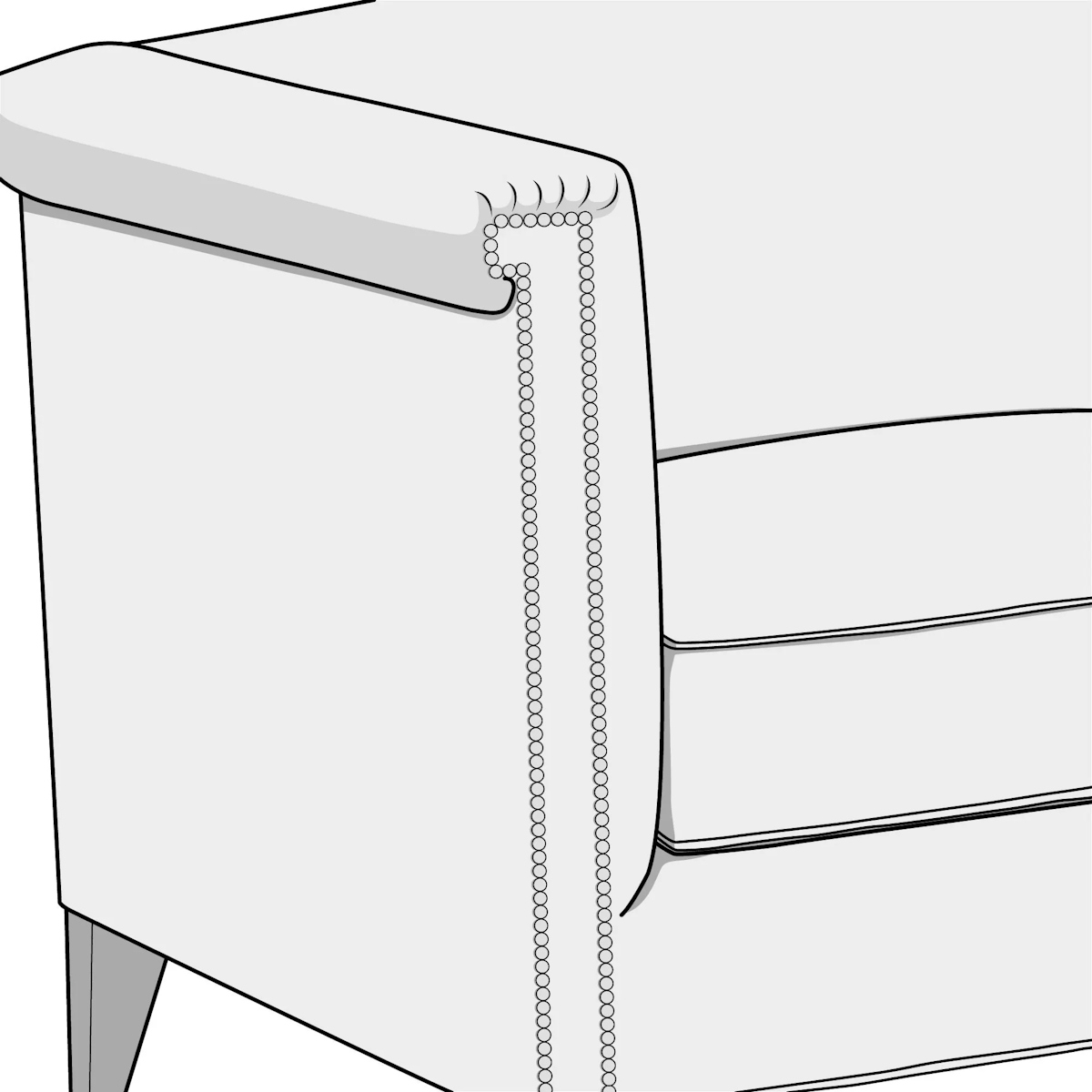 Illustration of key arm style sofa