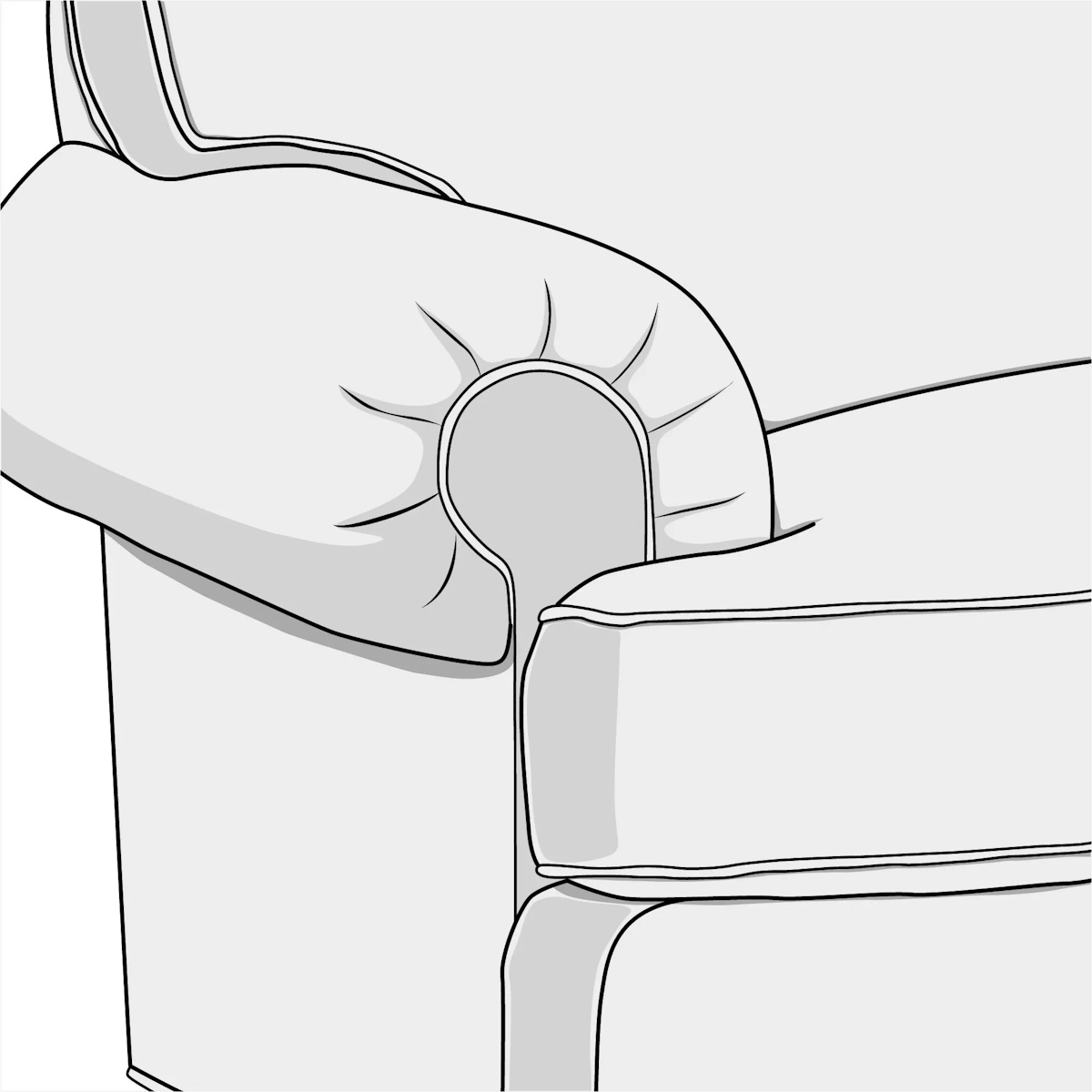 Illustration of lawson arm style sofa