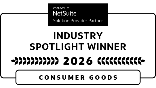 NetSuite Industry Spotlight Winner, Spring 2026 — Consumer Goods award badge