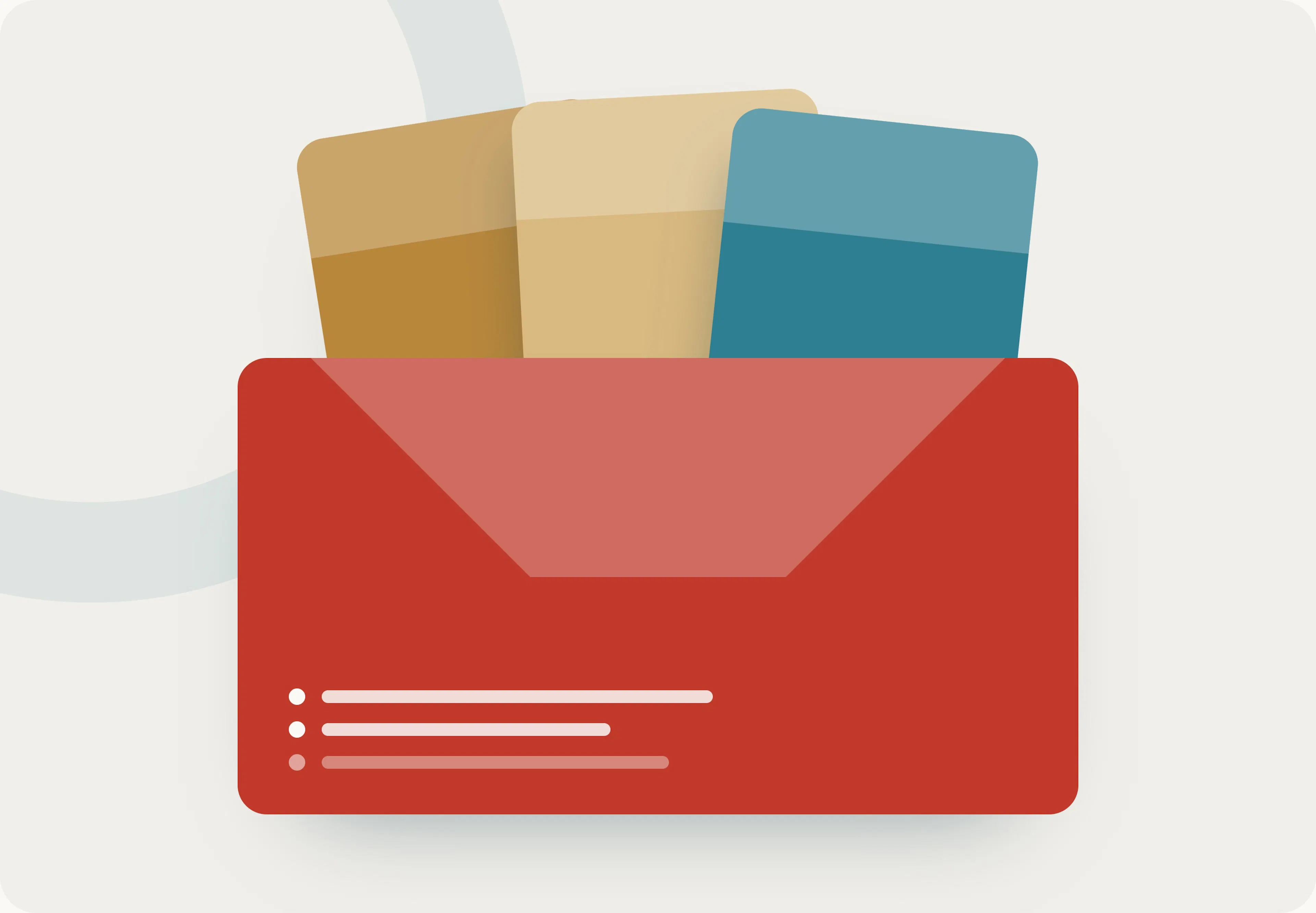 Illustration: three separate invoices tucked into a single envelope, merged into one bill.