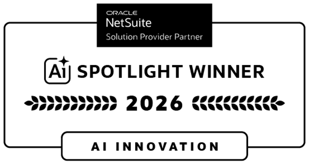 NetSuite Spotlight Winner, Spring 2026 — AI Innovation award badge