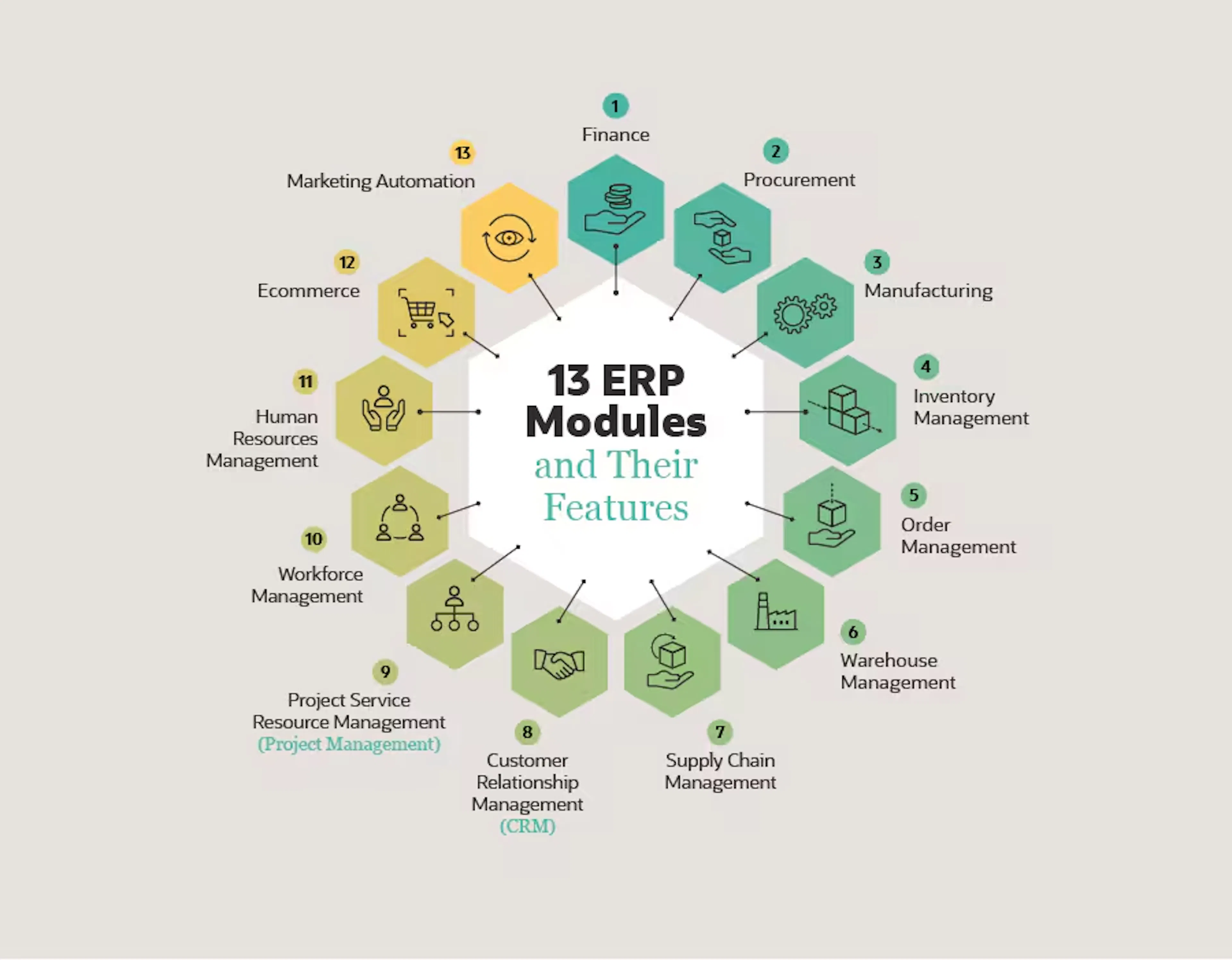 NetSuite ERP core modules connected to a single unified database