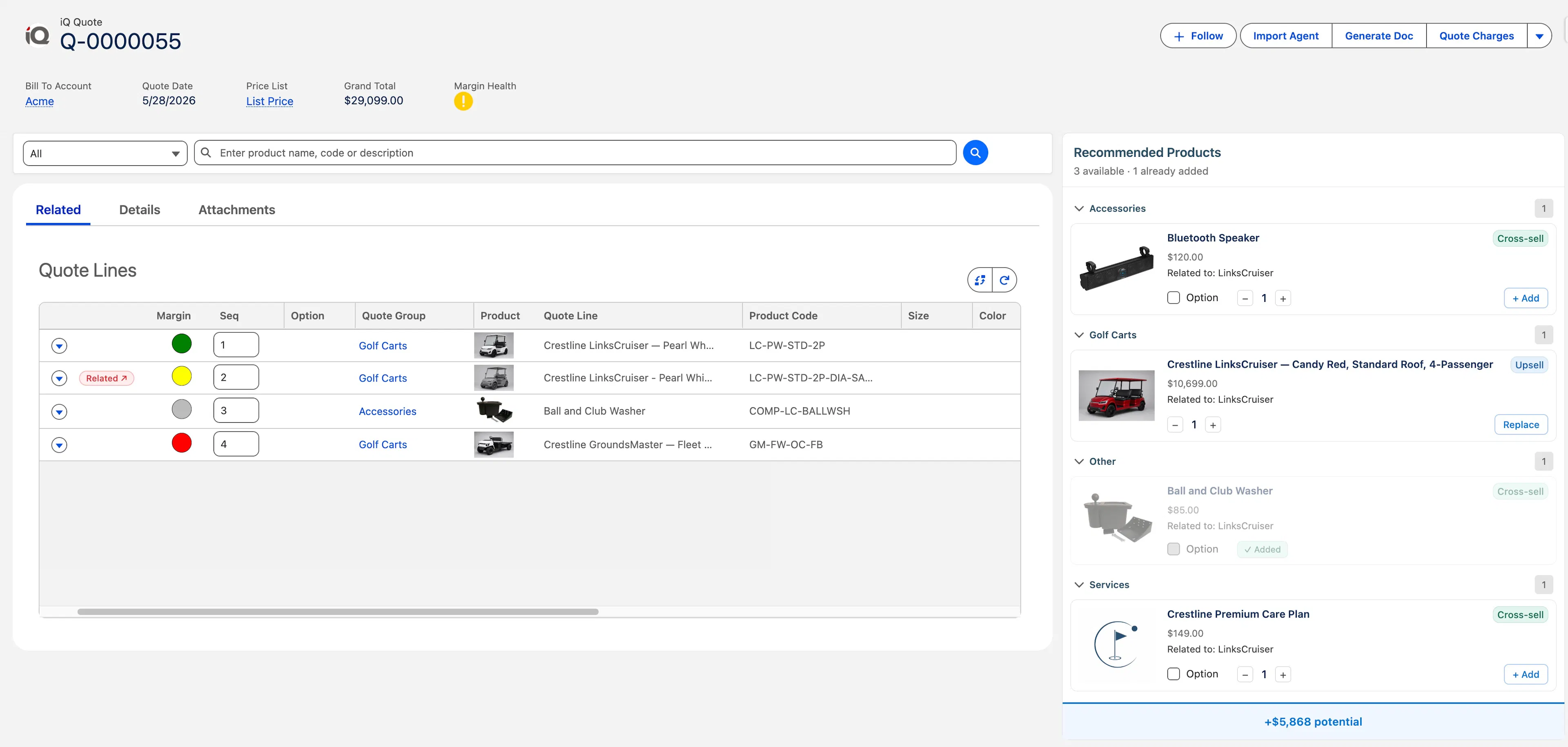 iQ CPQ quote builder in Salesforce