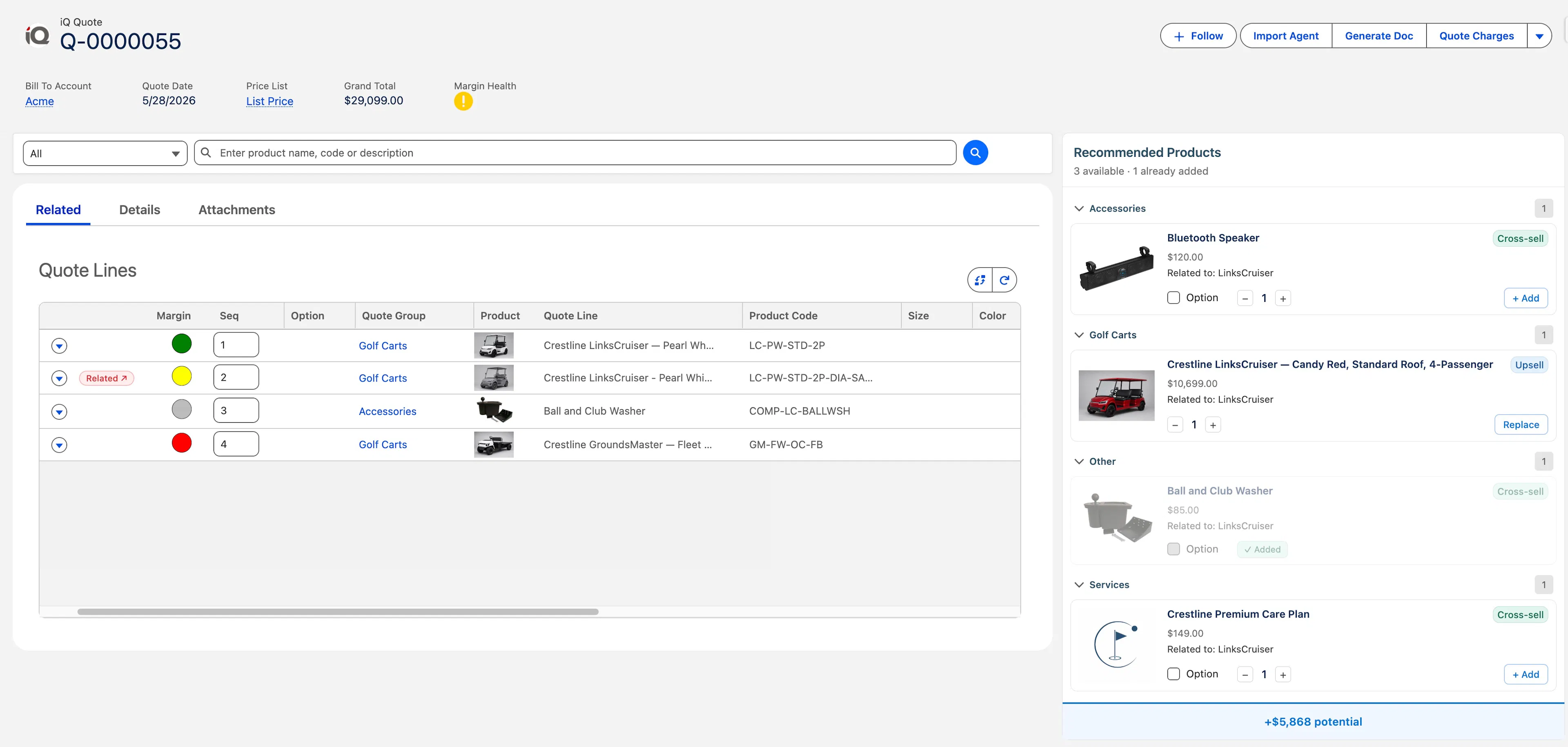 iQ CPQ quote builder in Salesforce