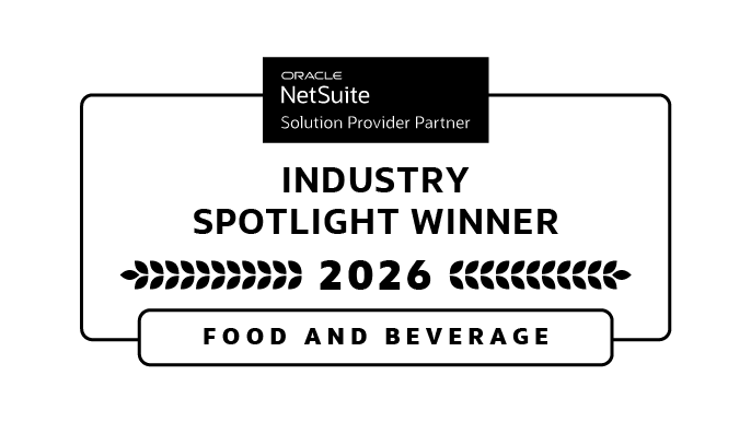 NetSuite Industry Spotlight Winner, Spring 2026 — Food & Beverage award badge