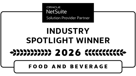NetSuite Industry Spotlight Winner, Spring 2026 — Food & Beverage award badge