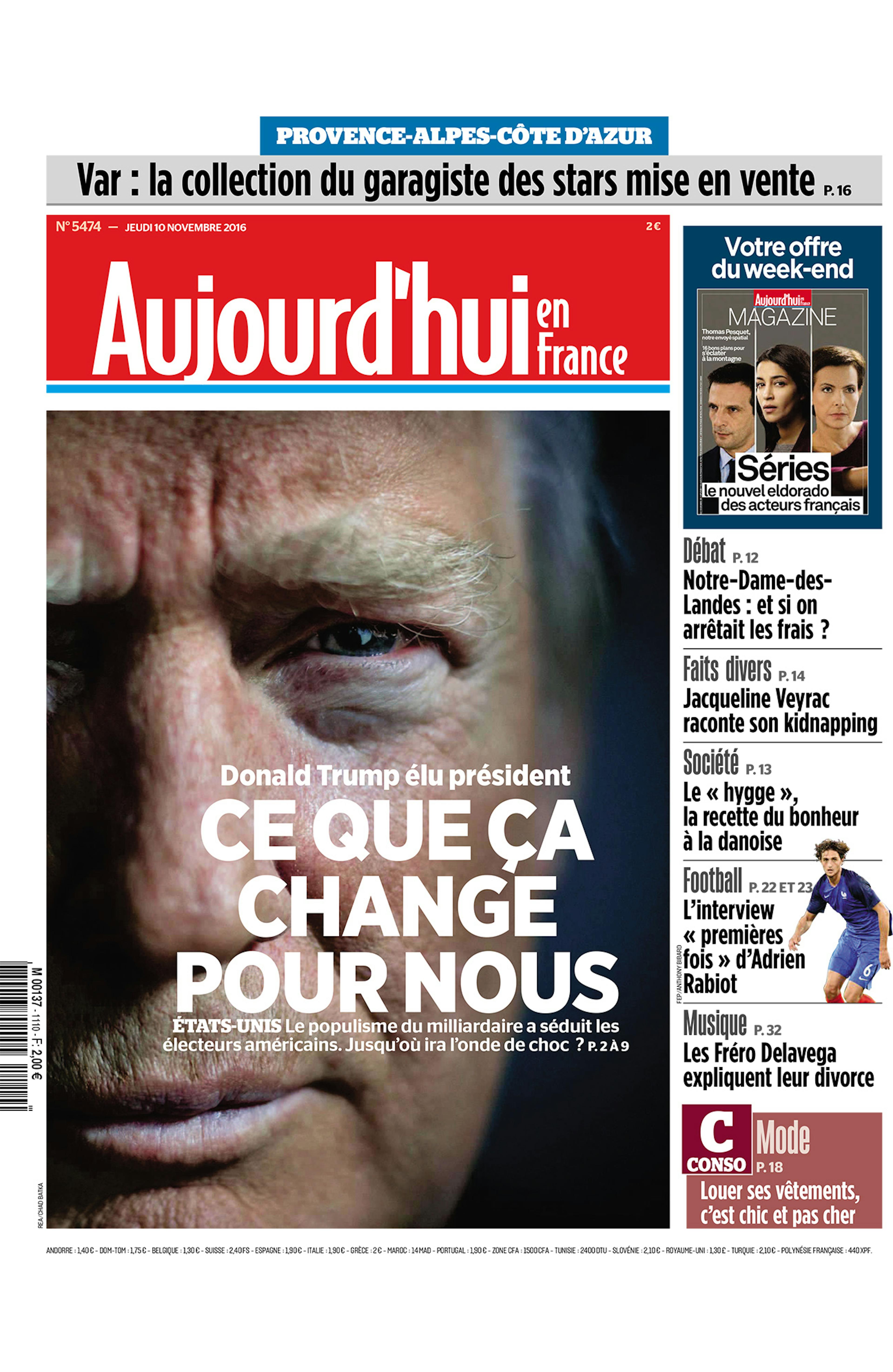 Front page of Aujourd'hui en France © Le Parisien