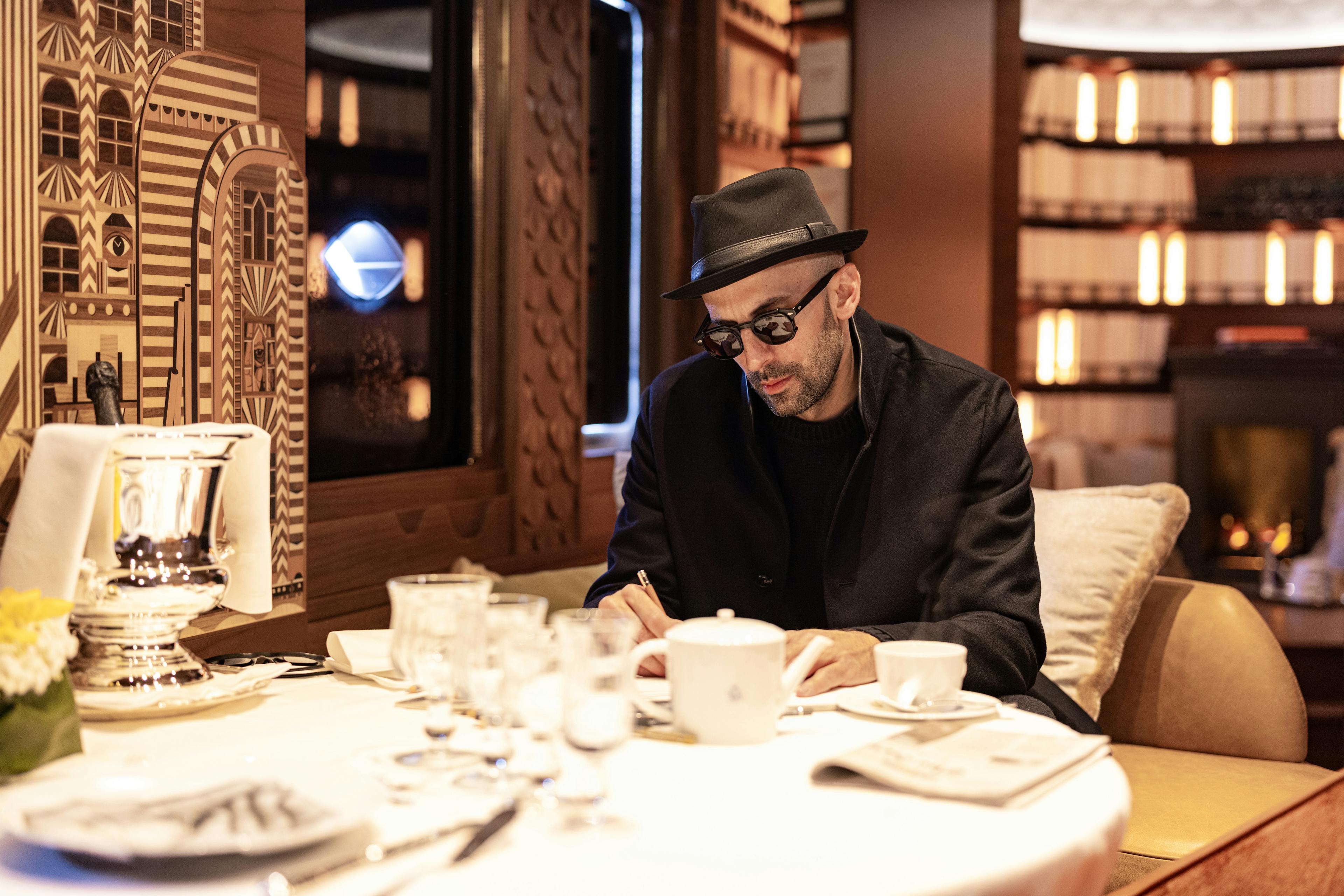 JR inside the Venice Simplon-Orient-Express