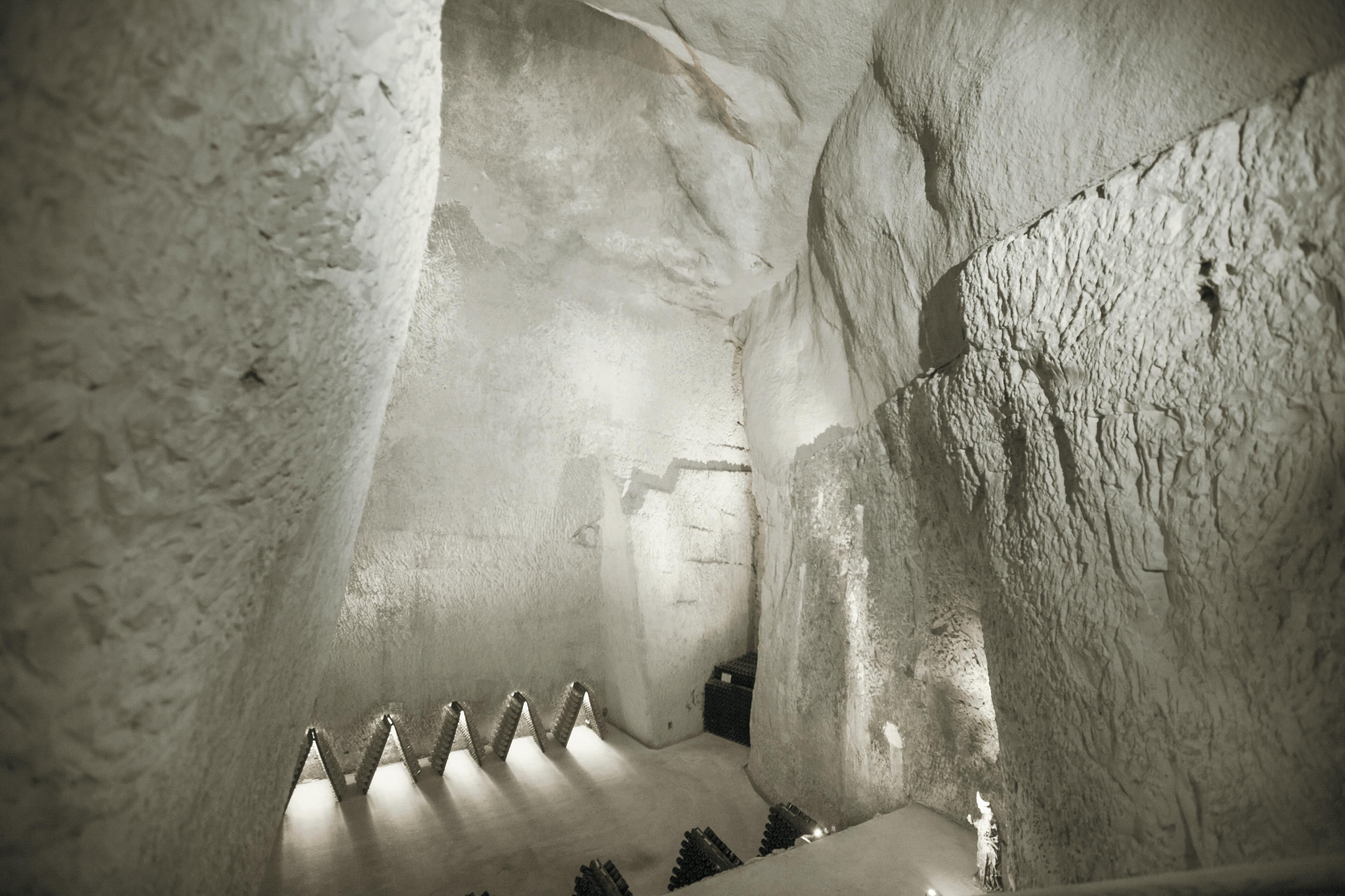 Ruinart’s historic cellars are in underground chalk mines that date back to the Gallo-Roman period.