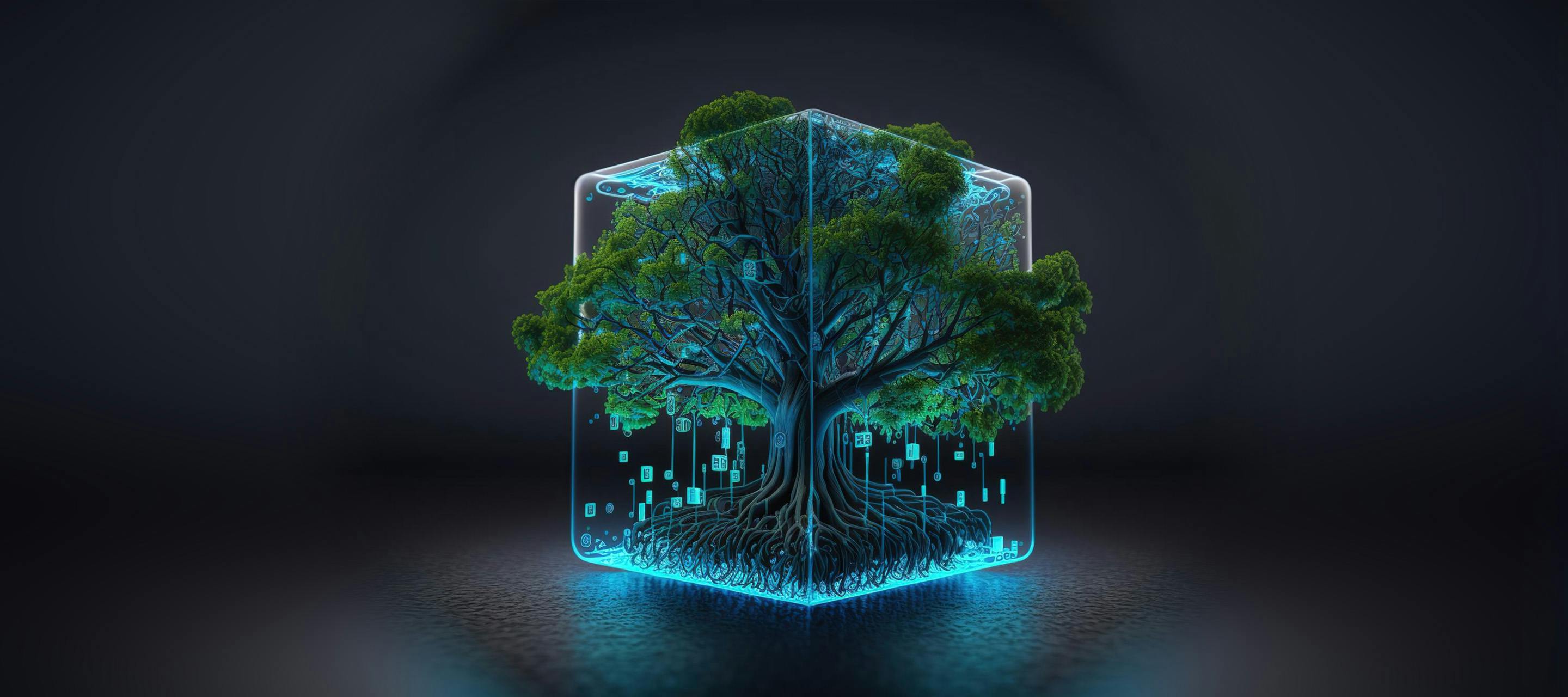 Imagine a tree as a token, symbolizing the concepts of RWA (real-world assets) and tokenization.