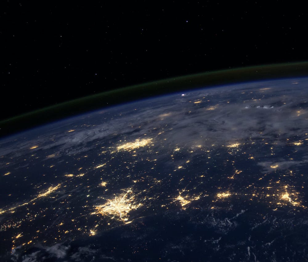 Earth from space at night