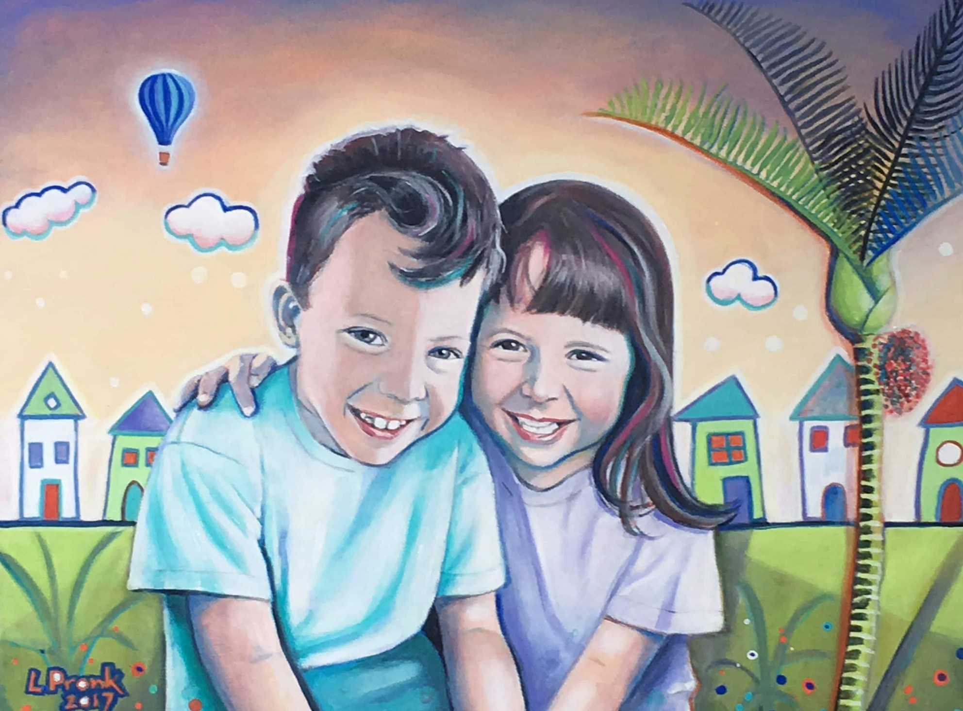Painting of Oscar & Violet - Landscape - Acrylic on canvas