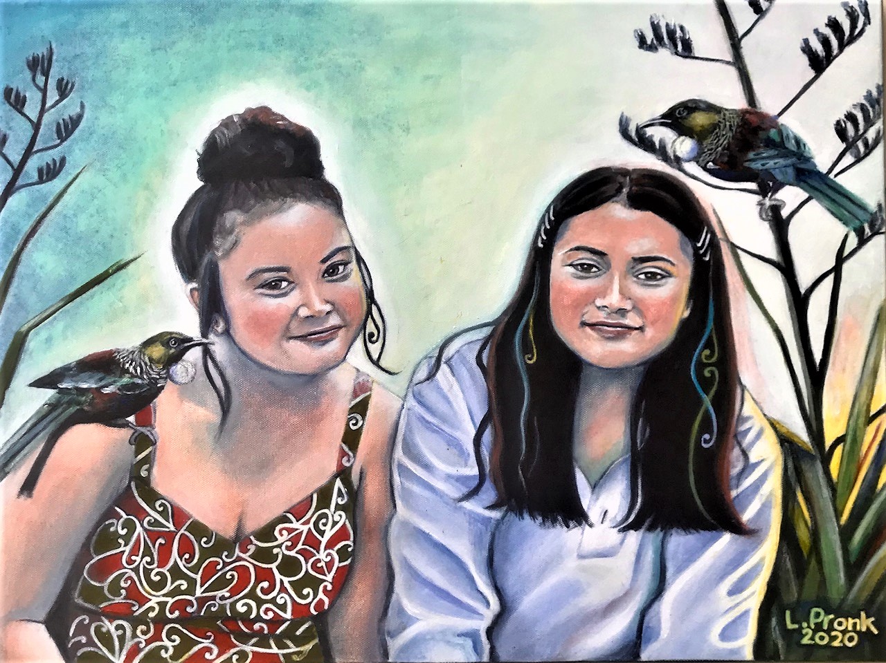 Painting of Ngahere & Ocean - Landscape - Acrylic on canvas