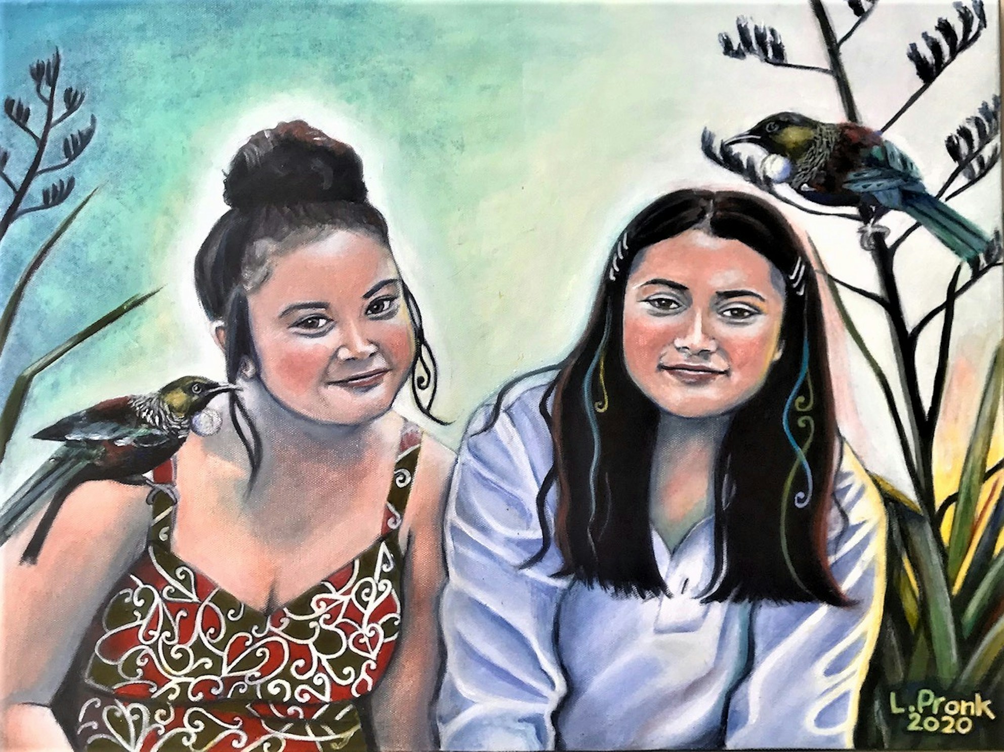 Painting of Ngahere & Ocean - Landscape - Acrylic on canvas