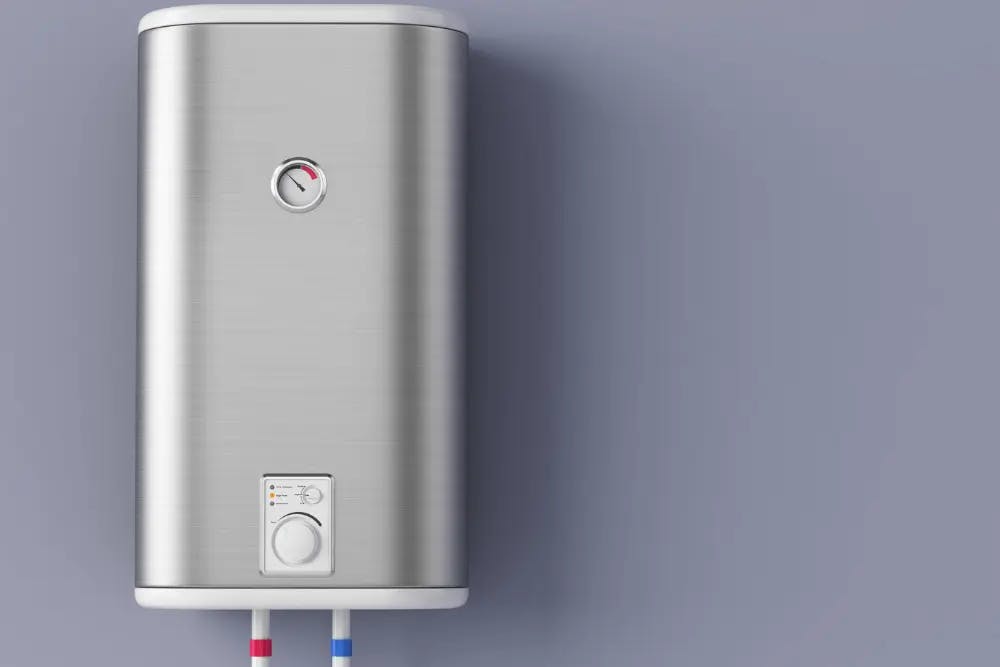 A wall-mounted water heater with controls.