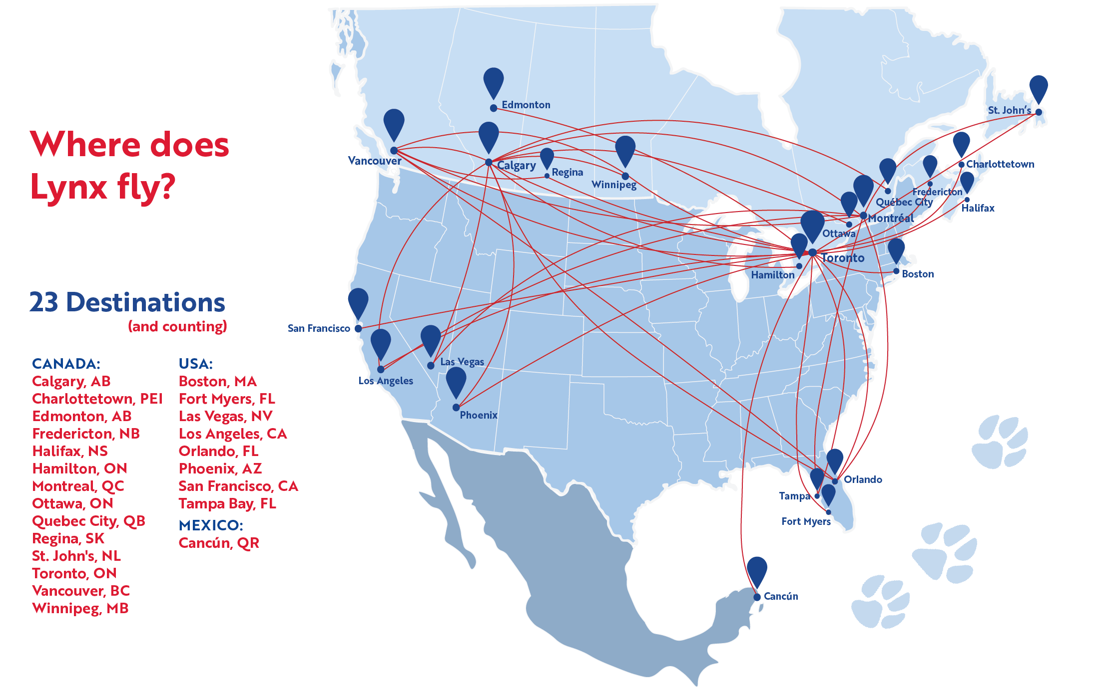 Route Map Canada's LowCost Airline Lynx Air