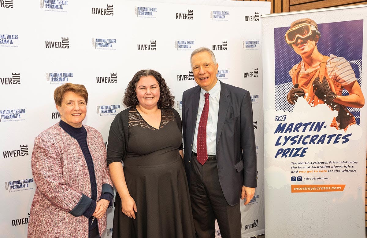 Martin Lysicrates Playwright Prize 2019 Patrica Azarias, Amy Matthews, John Azarias