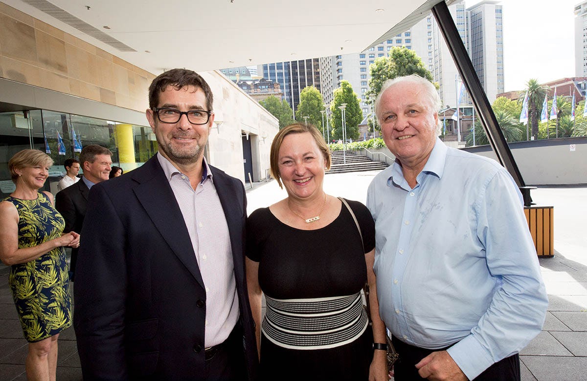 Lysicrates Prize 2016 Chairman of Griffin Theatre Bruce Meagher, Hon Greg Pearce and Shauna Jarrett