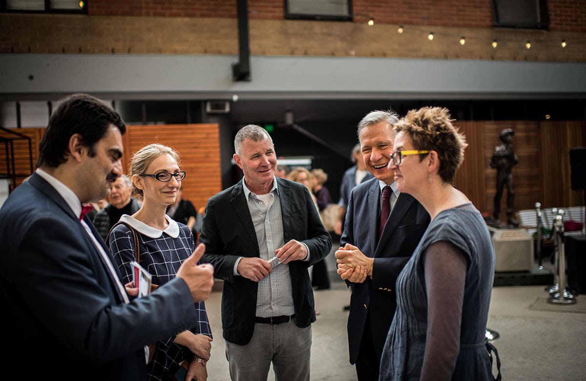 Lysicrates Prize 2017 Dr Stavro Kyrimias, Katia Gkigniza, John Azarias, Katie Pollard Winning Playwright