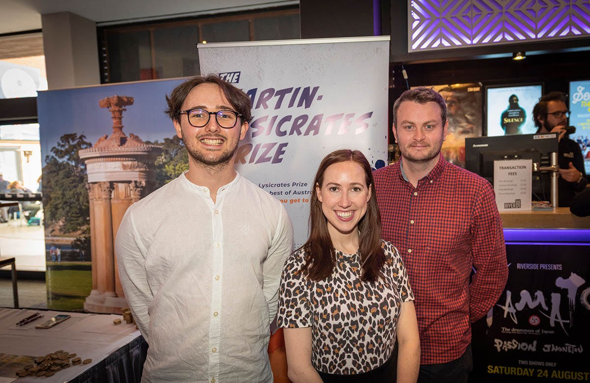 Martin Lysicrates Prize 2019 Playwrights Elliot Vella, Madelaine Nunn, Brendan Hogan