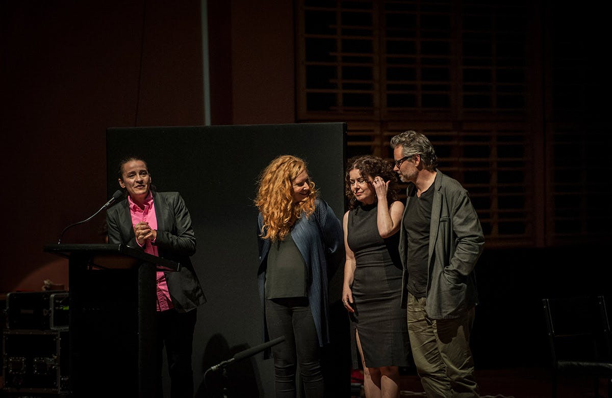 Lysicrates Prize 2016 Lee Lewis with finalists Elise Hearst, Mary Rachael Brown and Campion Decent