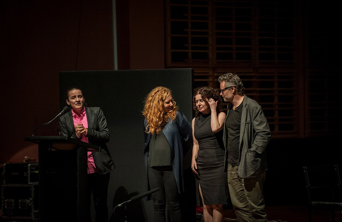 Lysicrates Prize 2016 Lee Lewis with finalists Elise Hearst, Mary Rachael Brown and Campion Decent