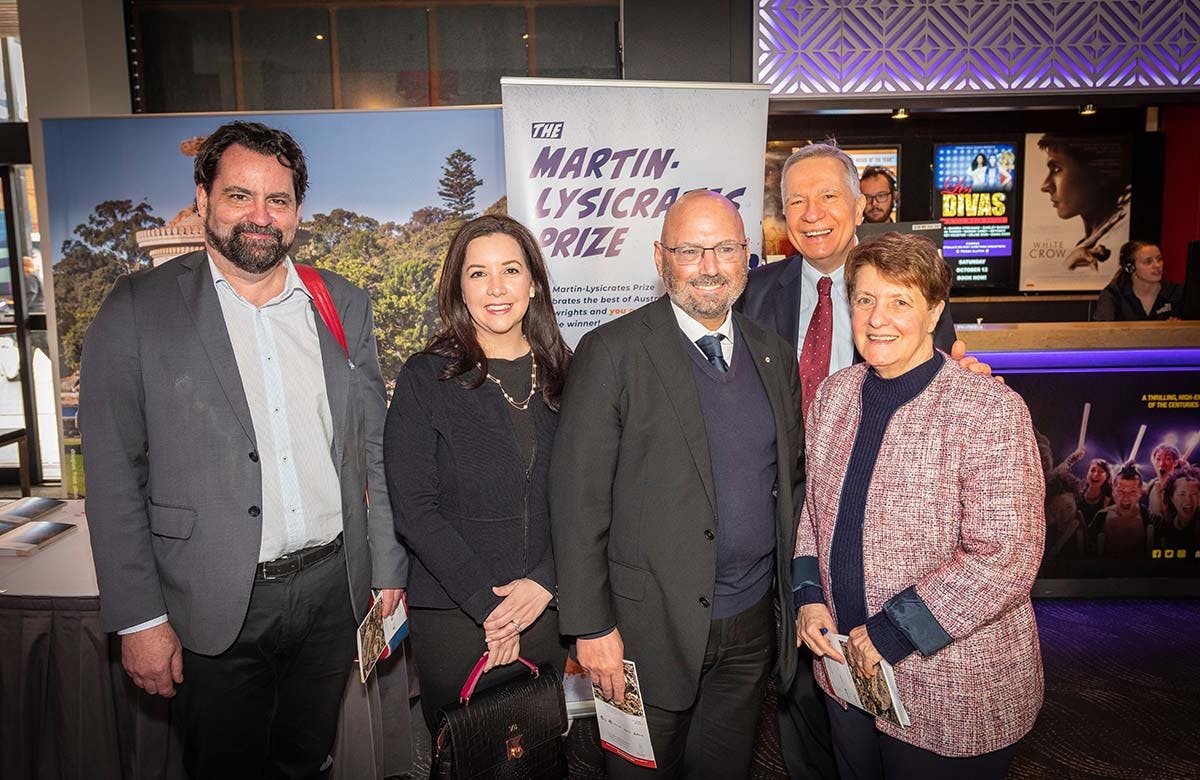 Martin Lysicrates  Playwright Prize 2019 Nick Kipriotus, Arthur Sinodinos, John Azarias, Patricia Azarias