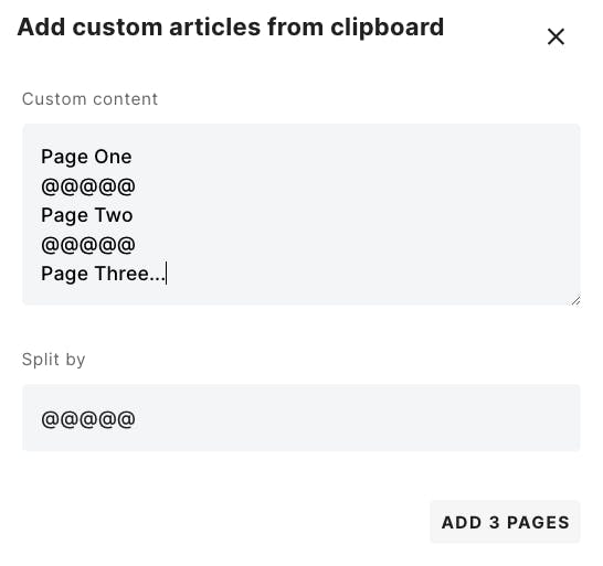 Add custom articles from clipboard