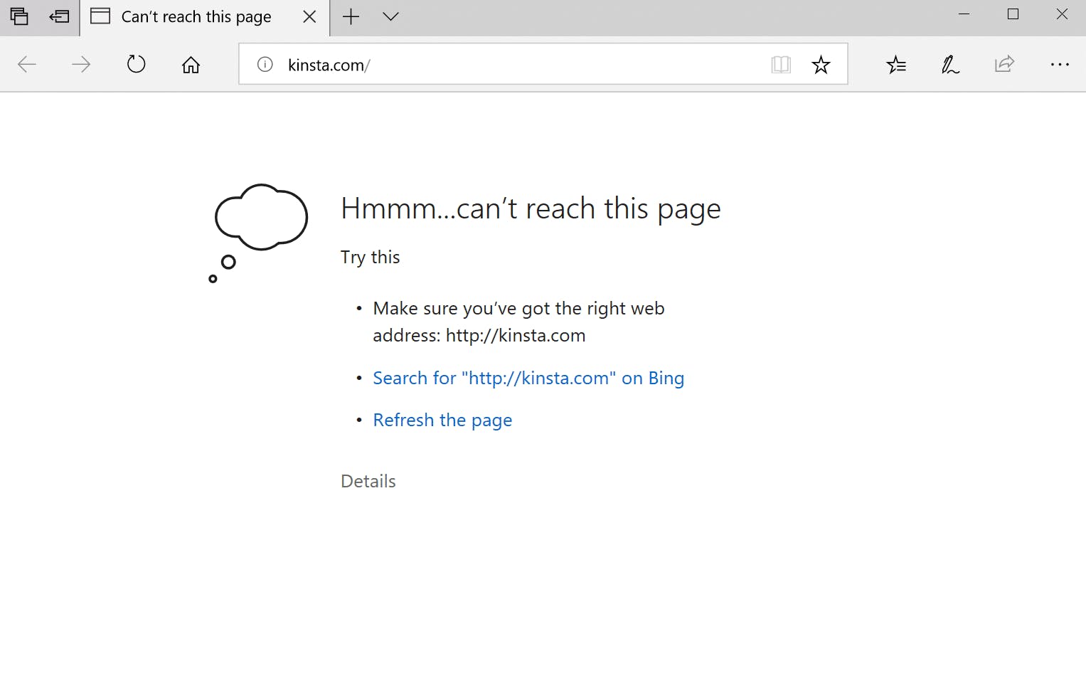 DNS_PROBE_FINISHED_NXDOMAIN error in Edge