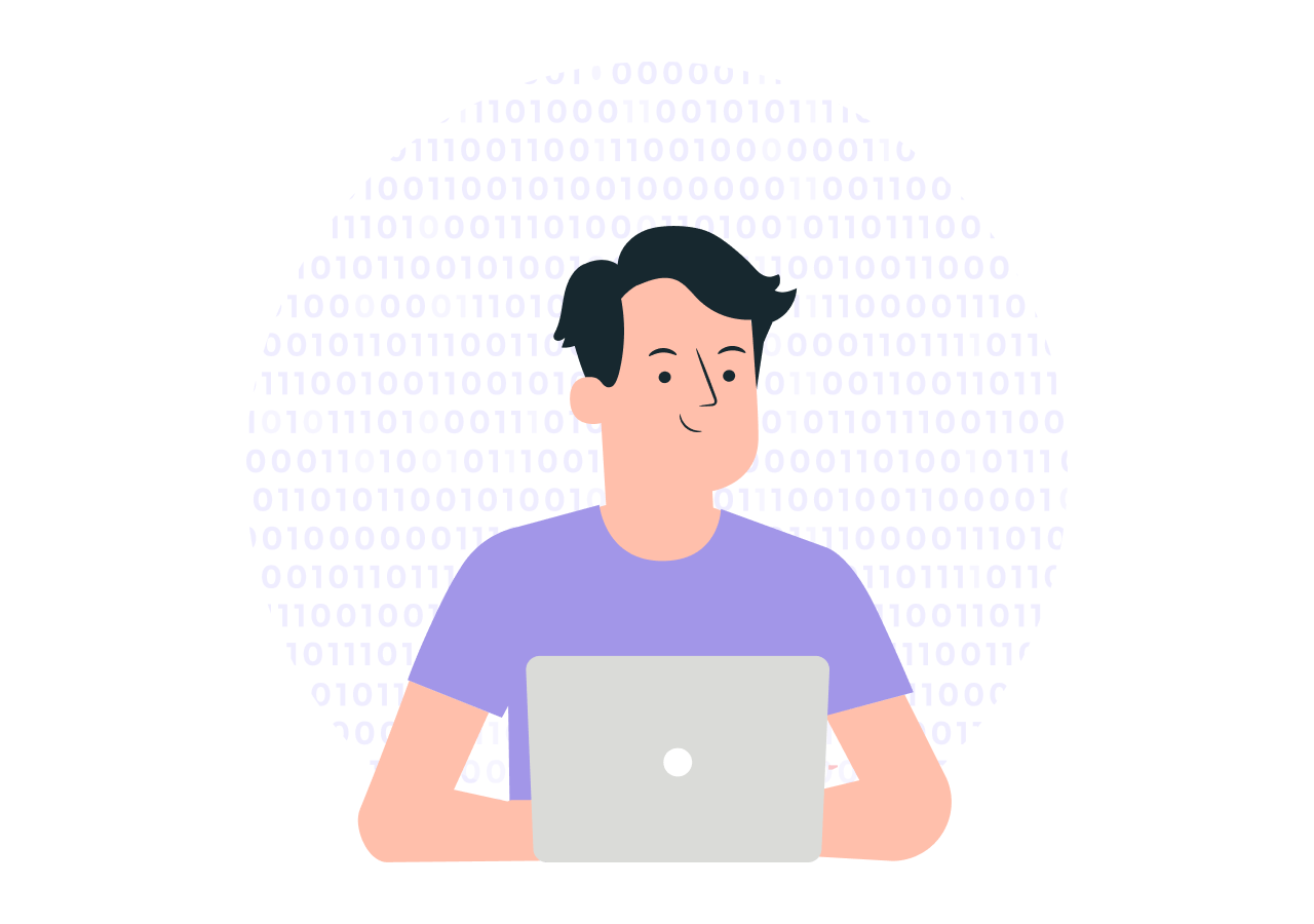 Разработчик за работой на ноутбуке