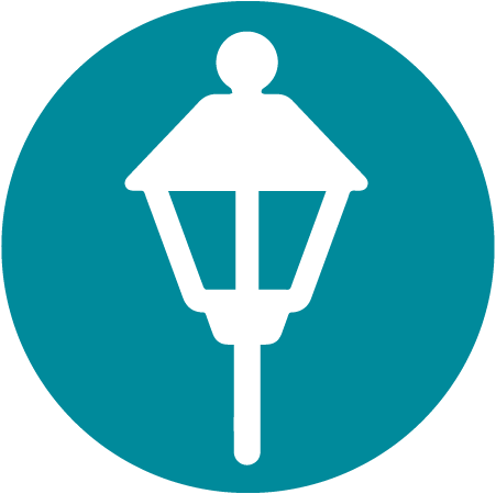 White lamp icon on a teal background