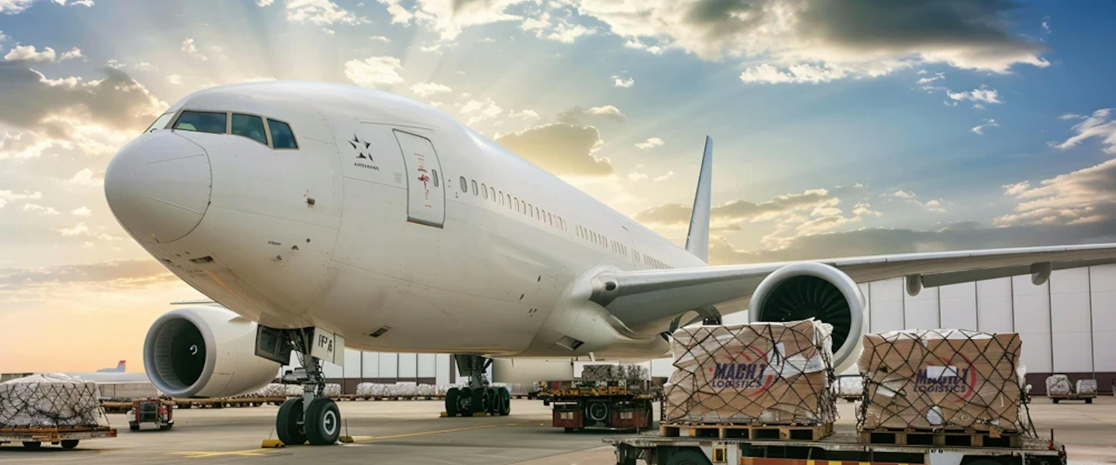 Plane with cargo awaiting on tarmac