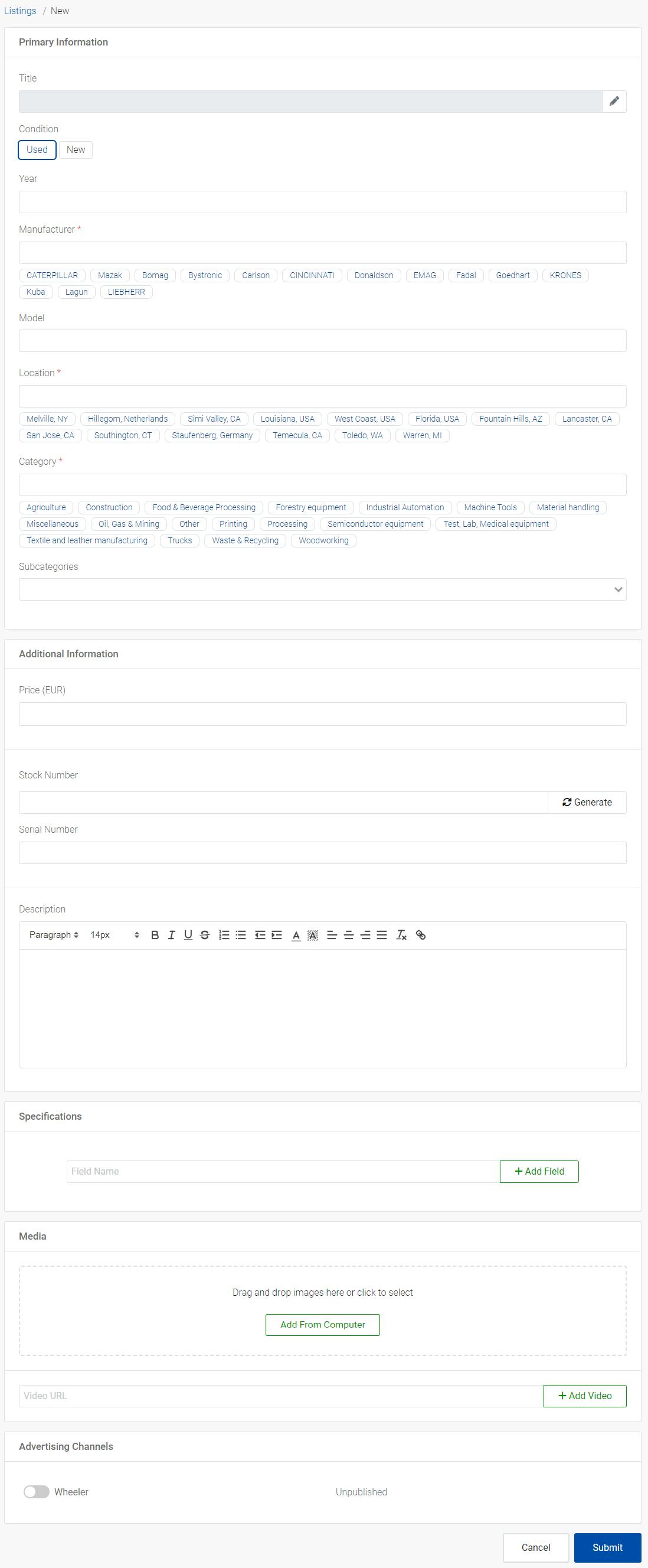 New design of the Machinio System listing page