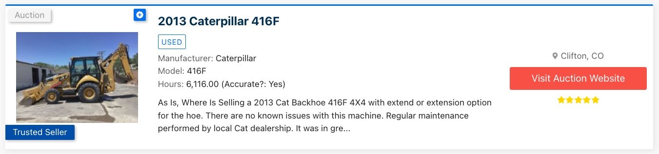 Auction listing as it appears on machinio.com