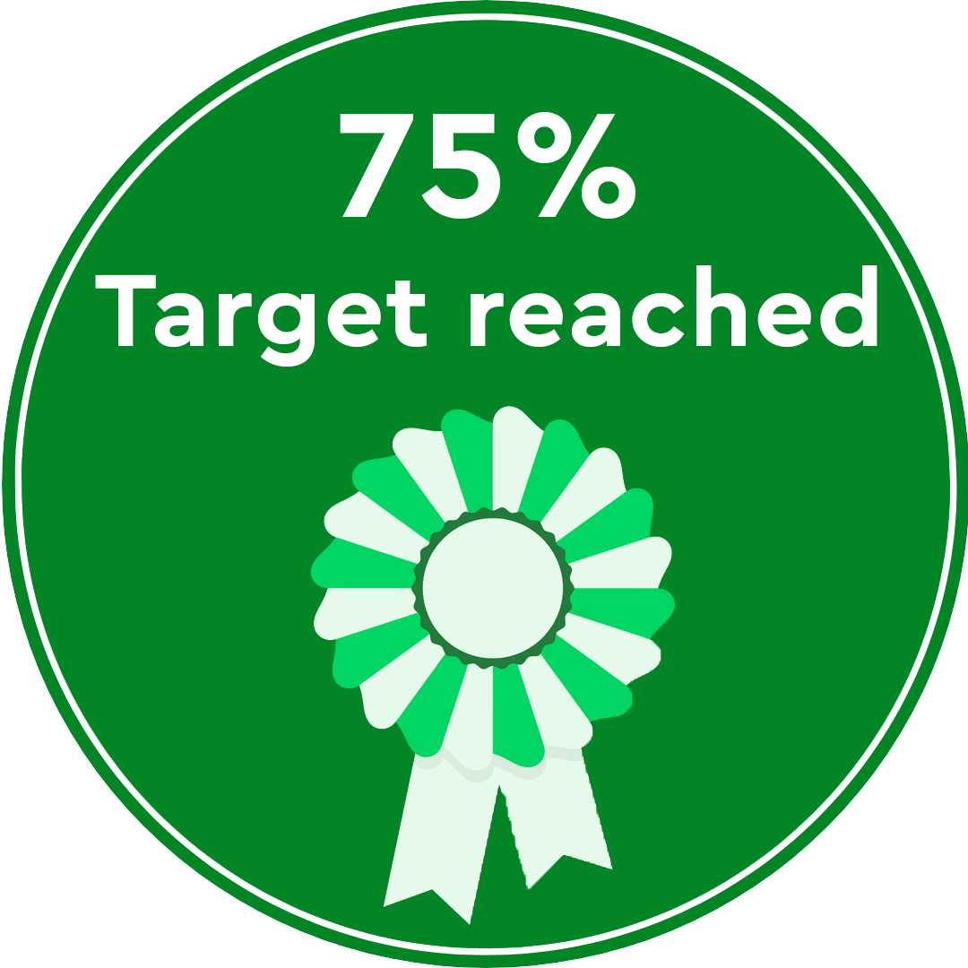 75% of target reached - illustration of rosette