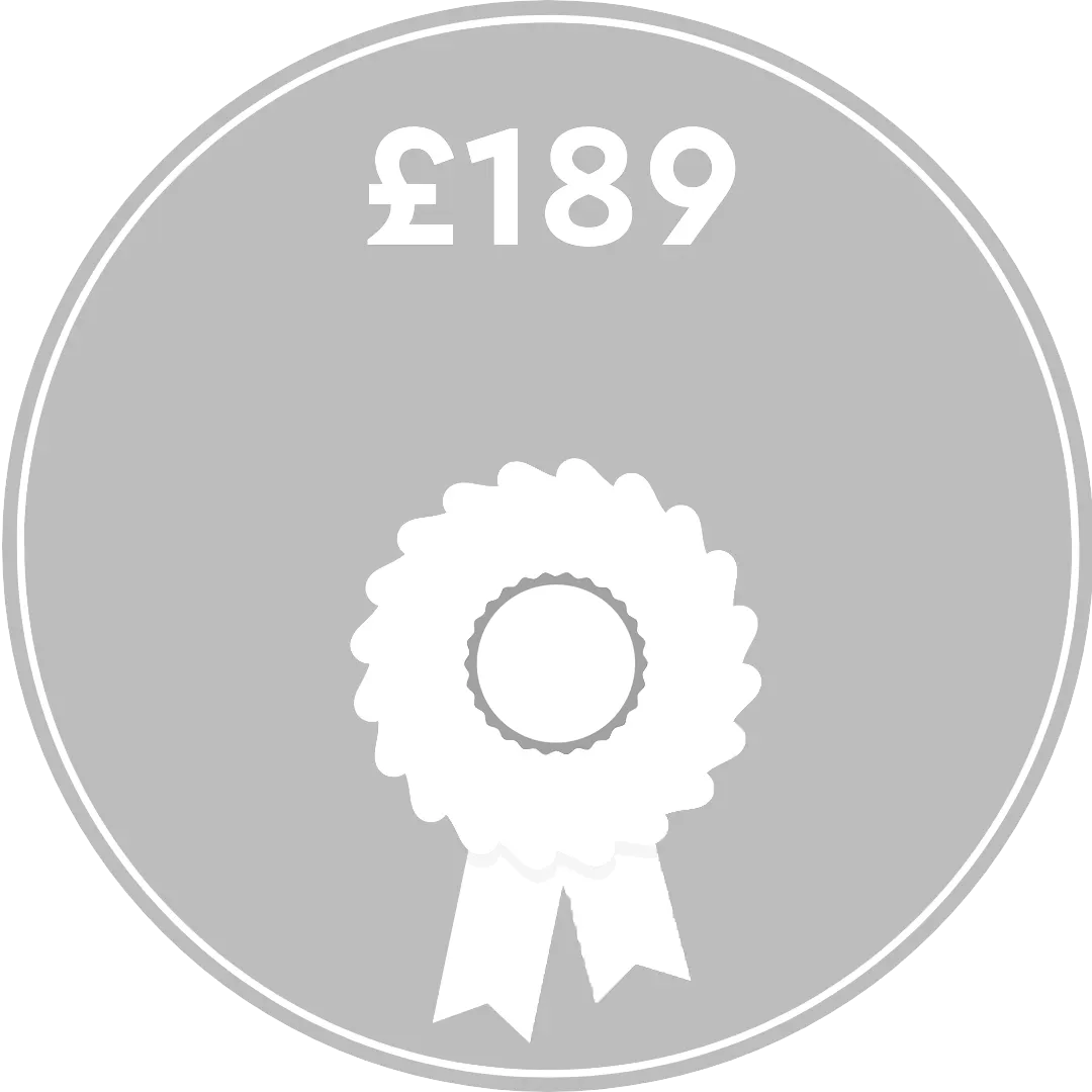 Not achieved £189 raised -  illustration of rosette