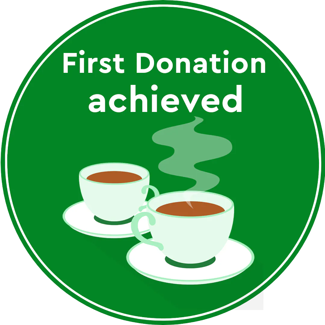 Achieved - First donation - illustration of two coffee cups with steam flowing up