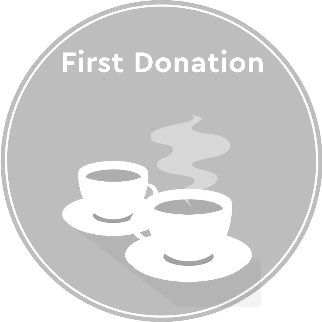 First donation - illustration of two coffee cups with steam flowing up