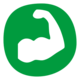 green circle muscle arm icon