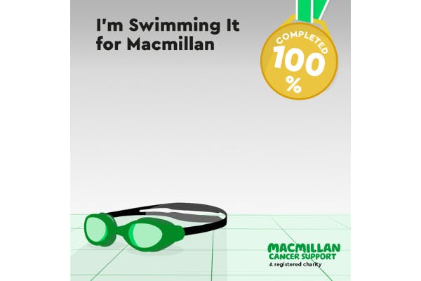 I'm swimming it for Macmillan 100% completed social media template